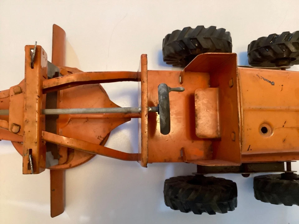 Camión de juguete Wyandotte vintage años 50 acero prensado carretera niveladora play wear naranja Foto 3 de 4