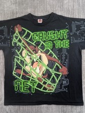 Vintage Looney Tunes Shirt Mens L Taz Basketball 90s Black Single Stitch AOP USA