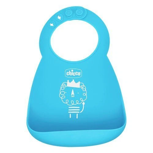 Easy Roll Rib Silicone Bib Blue with Crumb Picker Pocket Chicco