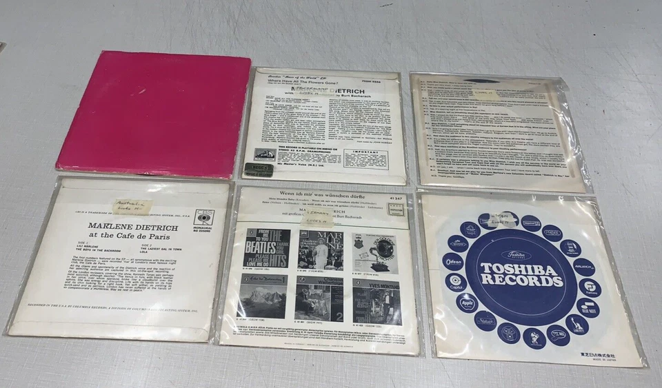 Marlene Dietrich Lot(14) EP Picture Sleeve O.S.S. Lili Australia Sweden Imports - Image 3 of 4