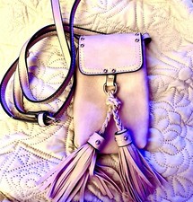 Crossbody Purse Cell Phone Holder Bag with Tassels Approx 6.5 X 4.5 Inch Blush