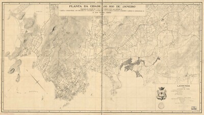 14'' x 24'' 1900 Map of Planta da cidade do Rio de Janeiro - Relief shown