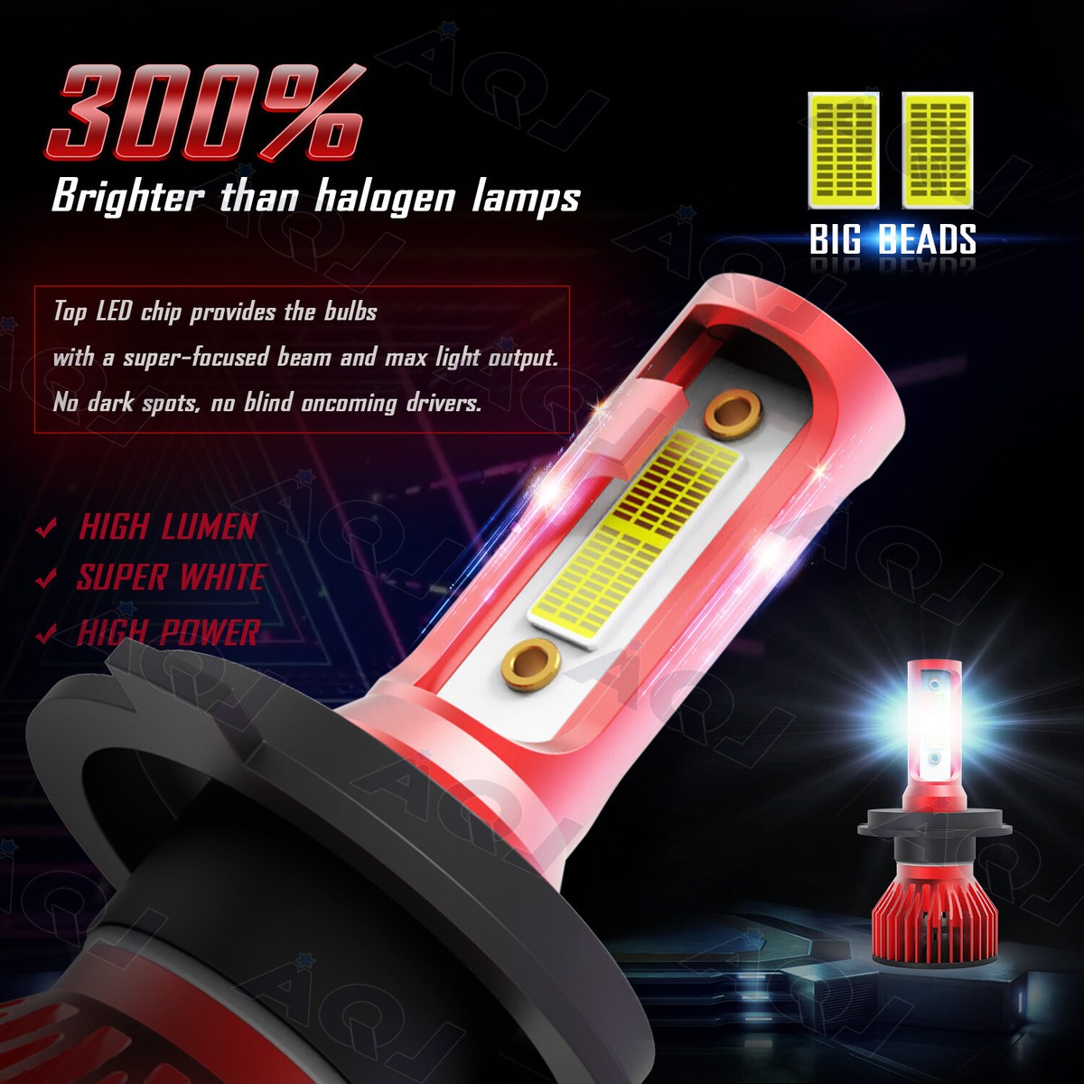 H4/9003 LED Headlight Bulbs Kit - 6000K White Hi/Lo Beam - 5 Year Warranty - Plug & Play