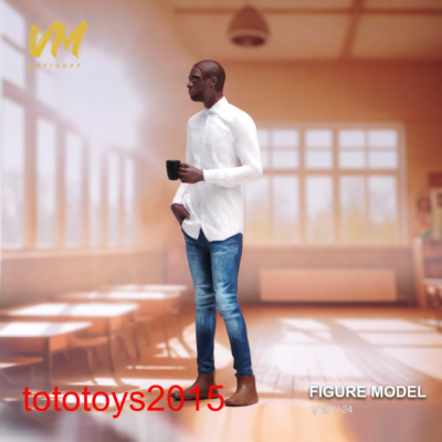 Figurine Homme En Chemise Jean Noir - Échelle 1:64, Plastique, Pour Diorama Ou Collection - Neuf