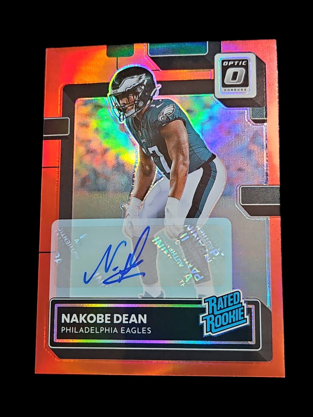 2022 Panini Donruss Optic RED HOLO Nakobe Dean /75 Auto Philadelphia Eagles #274