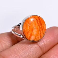Orange Turquoise Ring Orange Stone 925 Sterling Silver Boho Rings Gift Jewelry