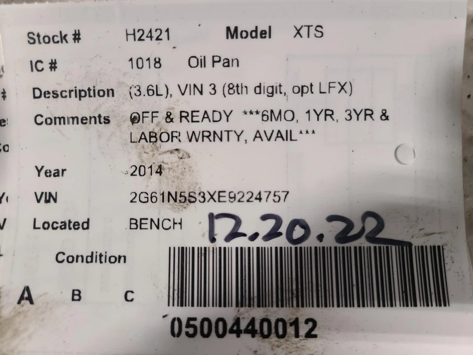 Used Engine Oil Pan fits: 2014 Cadillac Xts Grade A Foto 3 de 4