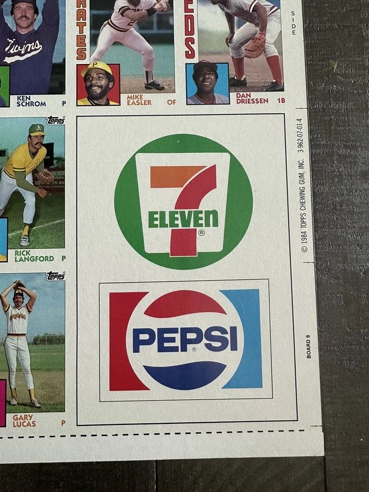 Бейсбольная карточка 1984 Topps НЕРАЗРЕЗАННАЯ! Игроки Зала славы! ЧЕХОЛ СВЕЖЕЕ СОСТОЯНИЕ ТОВАРА - Изображение 2 из 4