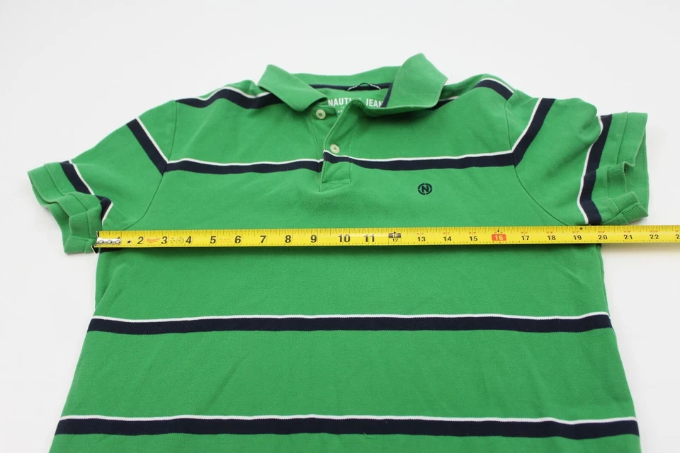 Camisa Polo Nautica Jeans Co. 100% Algodón Juvenil Talla XL Verde/Azul Marino/Blanco Foto 3 de 4