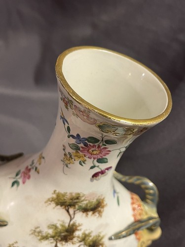Antique Veuve Perrin French Faience Bough Pot Vase w/ Devil Pan Head - Picture 6 of 19