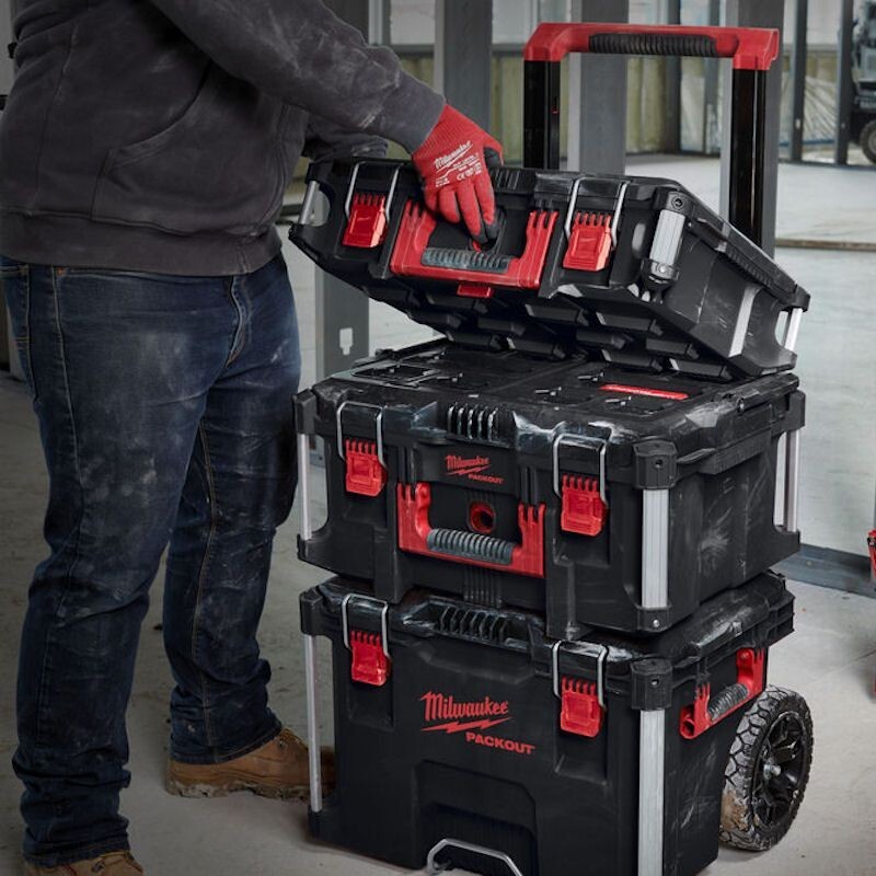 Ｍｉｌｗａｕｋｅｅ ＰＡＣＫＯＵＴ ＣＲＡＴＥ コンテナ　⭐️ブラック Milwaukee Packout Rolling Modular Stackable Tool Box Storage