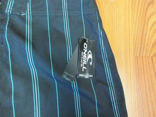 NEW! O'NEILL UNLINED SWIM SHORTS BLACK, TURQUOISE & WHITE Sz 32 - Picture 3 of 6