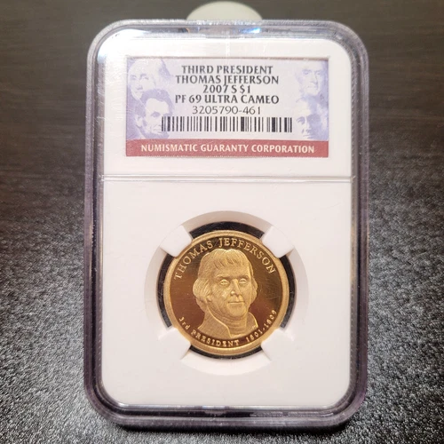 2007-S  $1 Thomas Jefferson Presidential Dollar NGC PF 69 Ultra Cameo