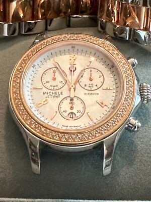 Michele Jetway Mother of Pearl Quartz Diamond Chronograph Watch