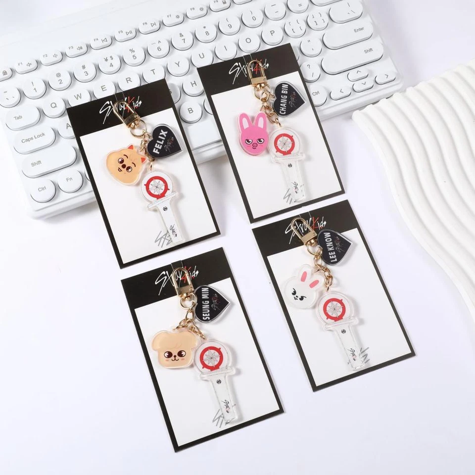 Kpop Stray Kids Cute Lightstick Shape Acrylic Key Chain Holder Hyunjin Keyring — 第 3/4 张图片