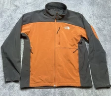 The North Face Apex Bionic Jacket Men L Orange Gray Softshell Fleece Lined *SPOT