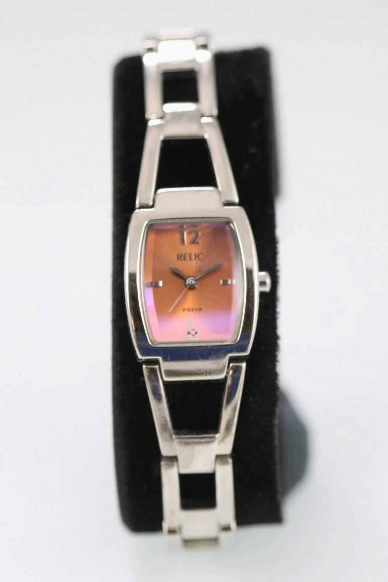 Relic Folio Women Watch Silver Stainless Steel 30m Orange