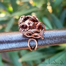 Vanadinite Crystal Size 9 US Ring Copper Wire Wrapped Artisan Unique Jewelry