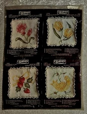 Lot Of 4 Janlynn Charmin Sachet: Yellow Tulips, Bird, Pink Flowers & Strawberry 