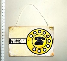 targa RECENTE wood cabina telefono pubblico sip telecom gettone cornetta insegna