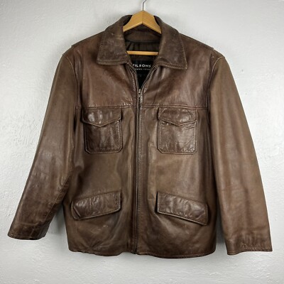 VTG Wilson s The Leather Experts Men s M Leather Full Zip Jacket Pockets EUC