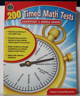 200 Timed Math Tests Elementary & Middle Grades by Teacher Created Resources