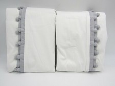Pottery Barn Kids Cotton Pom Pom Blackout Curtain 44x63" Gray Set of 2 P380