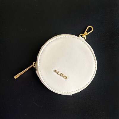 Aldo Coin Pouch/Keyring Round White Purse Keychain