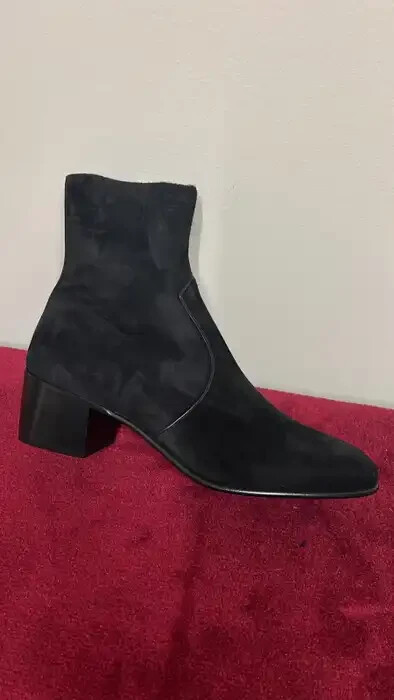 Stivali alti in pelle scamosciata Saint Laurent Paris neri nuovi con etichette 44