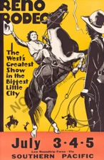 Reno Rodeo vintage circus train travel promotion poster 16x24