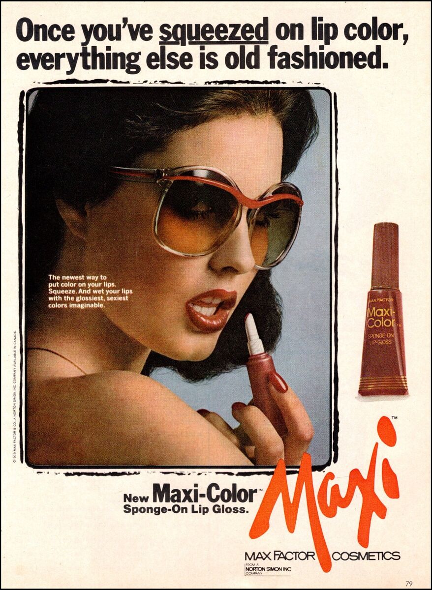 1979 vintage cosmetics AD MAXI COLOR Sponge on Lip Gloss by 1979 vintage cosmetics AD MAXI COLOR Sponge on Lip Gloss by
