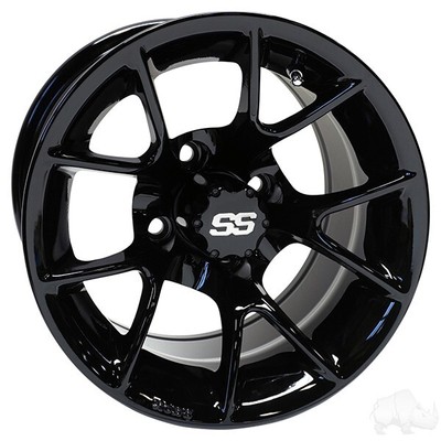 RHOX RX406, Gloss Black, 12x7 ET-25 (Set of 4)