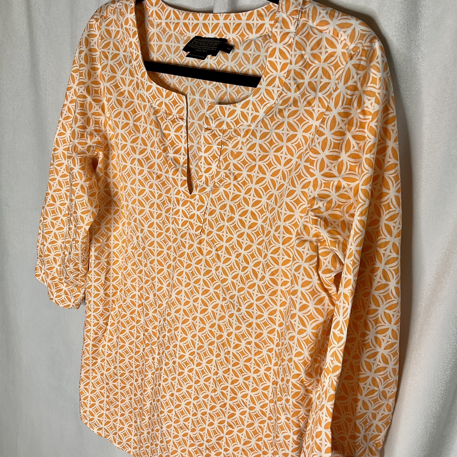 Pendleton 100% Cotton Split Neck Tunic Blouse Siz… - image 2