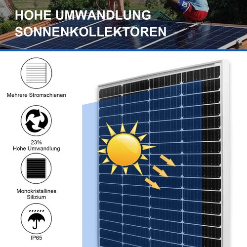 Solarmodul Monokristallin 100 120 150 200 300Watt Solarpanel Kit 12V Solarsystem - Bild 8 von 30