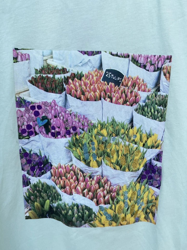 ZARA KIDS GIRL Green Printed Floral T-SHIRT ShortSleeve Size 13-14Y 4321a READ - Image 3 of 4