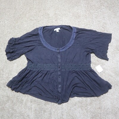 American Eagle Black Short Sleeve Blouse Shirt Youth Girls Size S Small