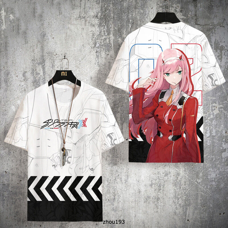 Anime Darling In The Franxx Short Sleeve T-shirt + Shorts Zero Two Cosplay  Costumes Two Piece Set Men Women Summer Streetwear Casual Two Pieces