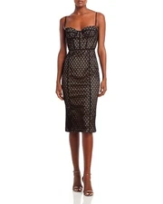 Bardot Women's Charley Lace Cocktail Sleeveless Midi Dress B4HP