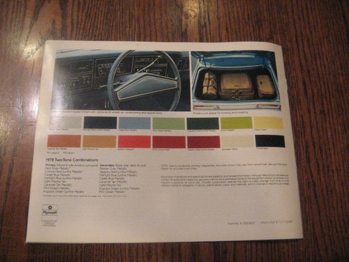 Plymouth Volare 1978 distribuidor literatura de ventas nuevo de lote antiguo - Imagen 7 de 7