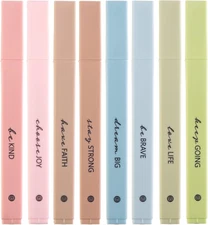 DIVERSEBEE Bible Highlighters with Soft Chisel Tip, 8 Pack Assorted Colors Pens