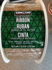 Kirkland Wire-Edged Ribbon 2.5" Wide 50 YD Metallic Gold Silver Giltter Ribbon