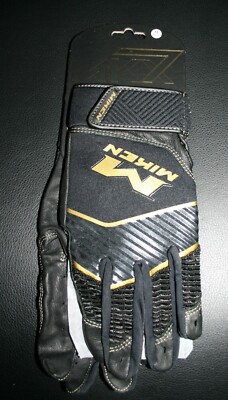 Miken Batting Gloves Black Gold Adult XL Extra Baseball Softball Glove Pro MK7X