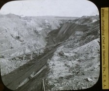 Strip Mining Coal, Hazelton Pennsylvania, Circa 1910's Magic Lantern Glass Slide