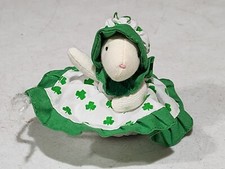 Vintage 1980  s Russ Berrie Stuffed Plush ST PATRICKS SHAMROCKS Mouse Ornament