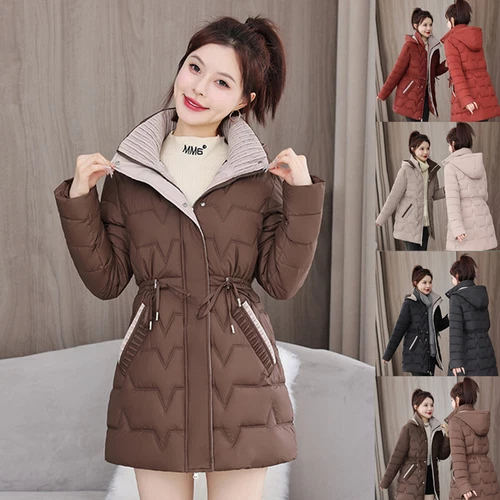 Women’s Winter Down Cotton Parka Quilted Coat Ladies Warm Hooded Padded Jackets - Bild 2 von 23