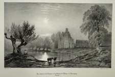 Sources Ruines Abbey Fervaques LITHOGRAPH Monthelier THIERRY Picardy 19th century