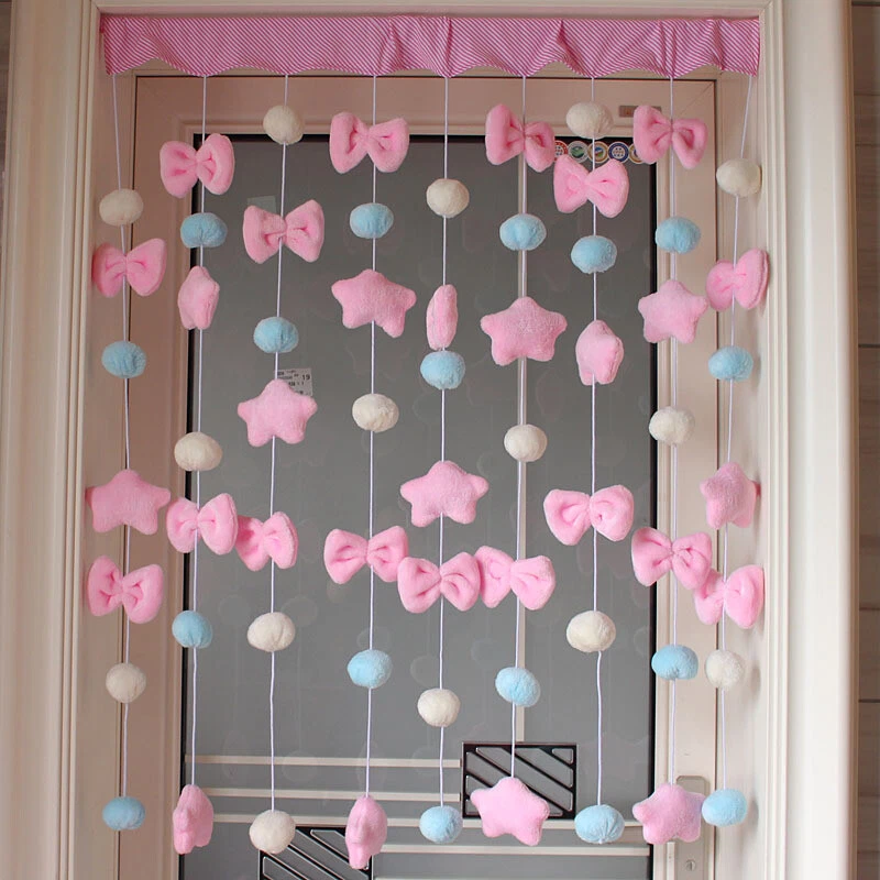 Dulce mullido felpa ventana puerta cortina rosa lindo festival decoración del hogar Foto 2 de 4