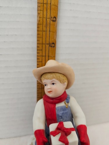 1985 Home Interior Denim Days Holiday Sled With Presents 1528 Figurine Homco - Picture 8 of 9