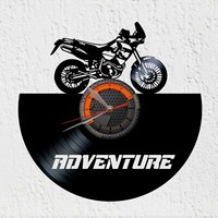 Wanduhr Vinyl Schallplatte Silhouette Motorrad Cross Abenteuer Deko K T M
