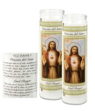 Tall Candle Lords Prayer Unscented 7 Day Roun...